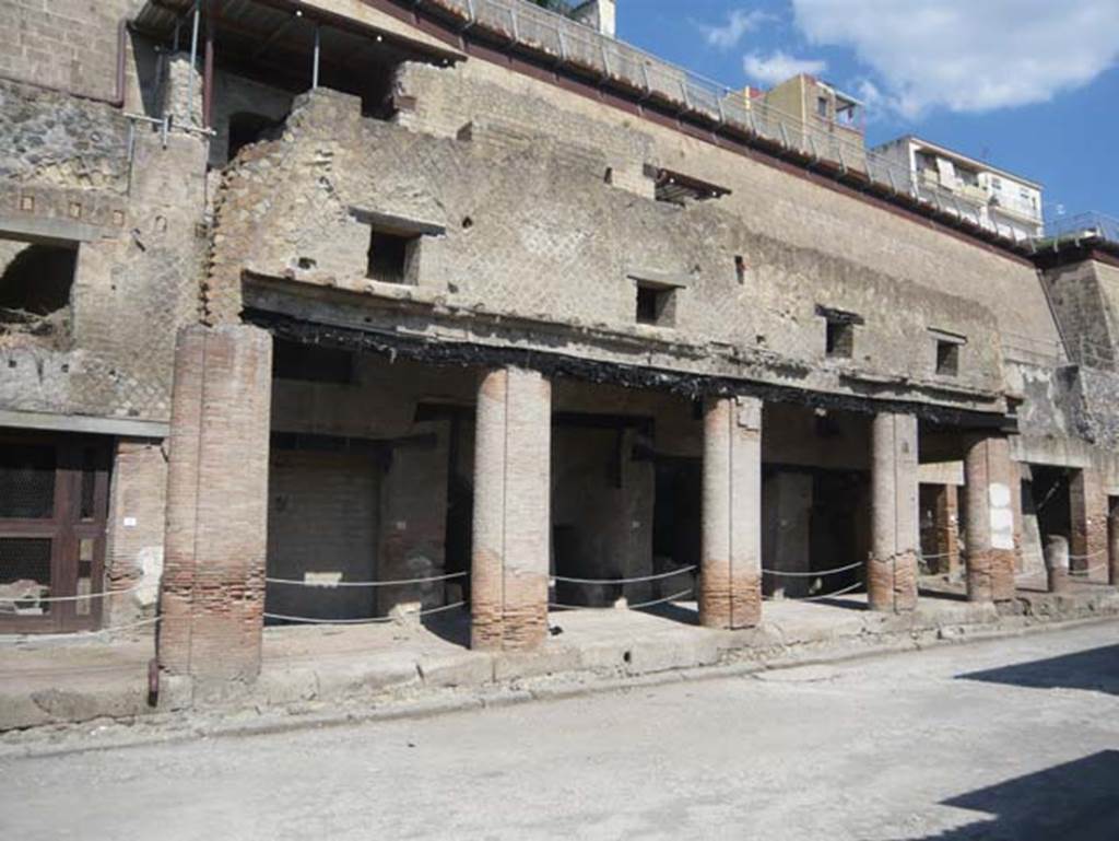 Decumanus Maximus, Herculaneum. August 2013. North side with doorway numbered 1, on left. Photo courtesy of Buzz Ferebee.
